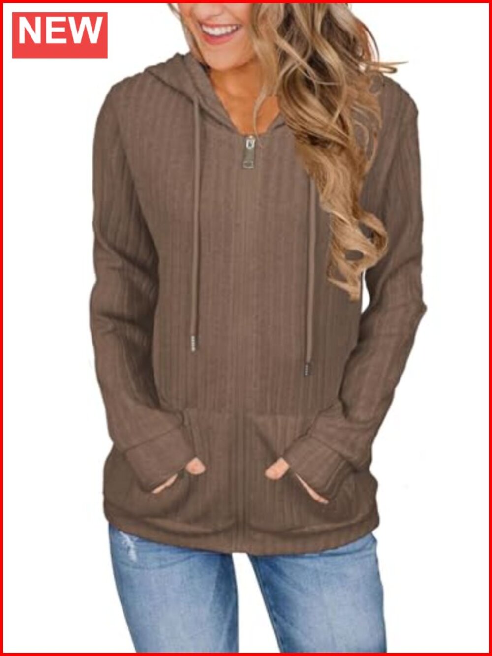 Women's Full Zip Hooded Sweatshirt Loose Fit Rayon Blend Long Sleeve
